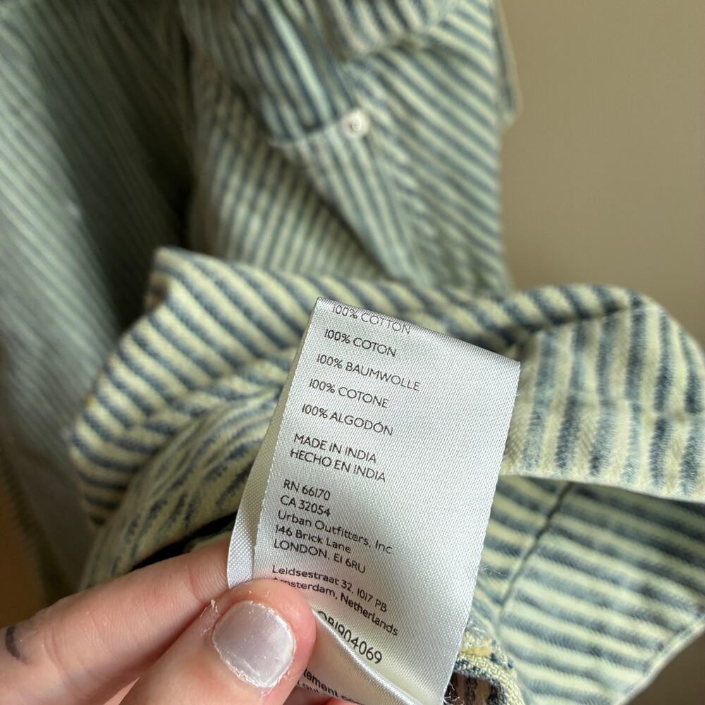 We The Free painted overall dress cottagecore coquette green striped women's XS - Picture 7 of 11